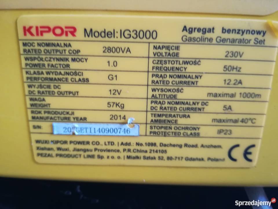Agregat prądotwórczy KIPOR IG3000 nieuszkodzony podkarpackie Jarosław