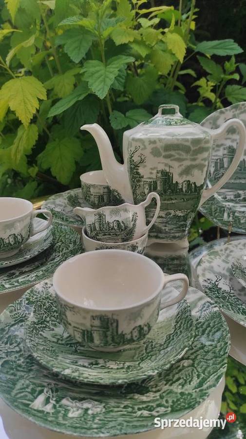 0LD ENGLANDCASTLE STORY JOHNSON BROTHERS GREEN Porcelana i szkło Pabianice