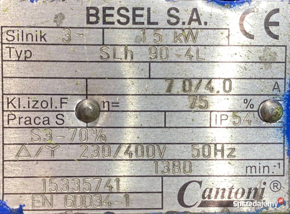 silnik elektryczny 15kW 1380obr 3fazowy BESEL Pigża