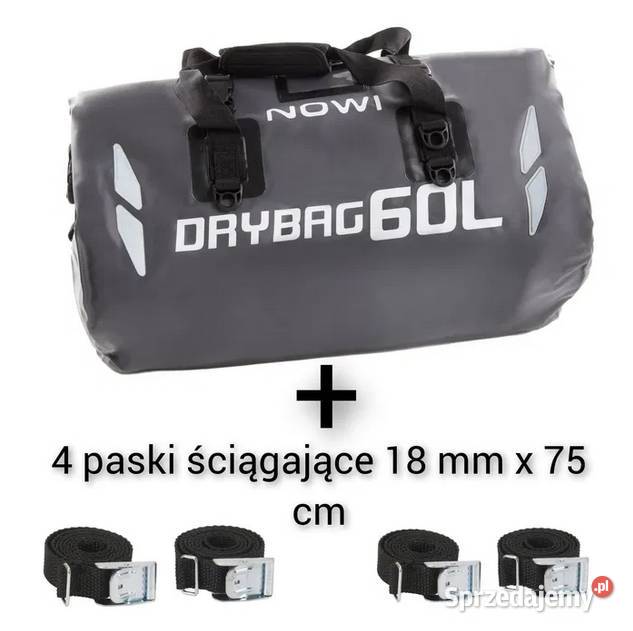 Torba wodoodporna 60L na motocykl paski mocujące