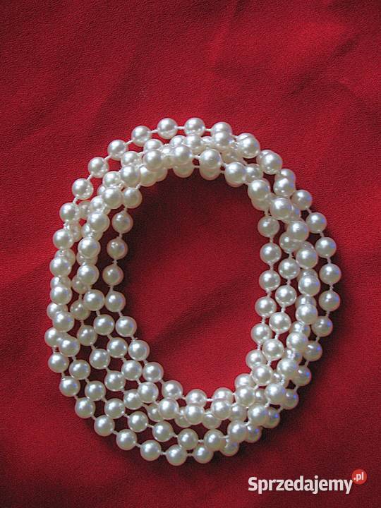 Korale naszyjnik długie kremowe perły długość Dla kobiet Siedlce
