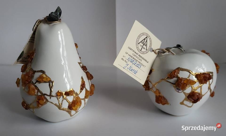 Jabłko Gruszka Figurka ceramiczna ręcznie Rękodzieło Sierakowice