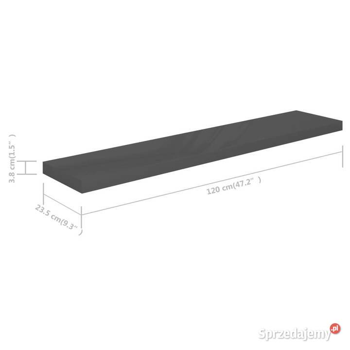 Półka ścienna wysoki połysk szara 120x235x38 MDF Warszawa