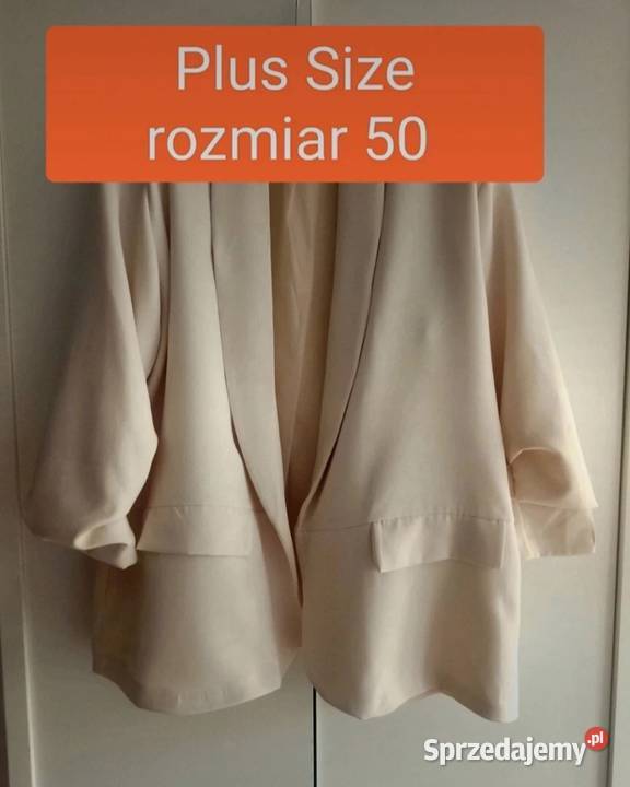 Żakiet marynarka nowa beż Plus Size rozmiar 52