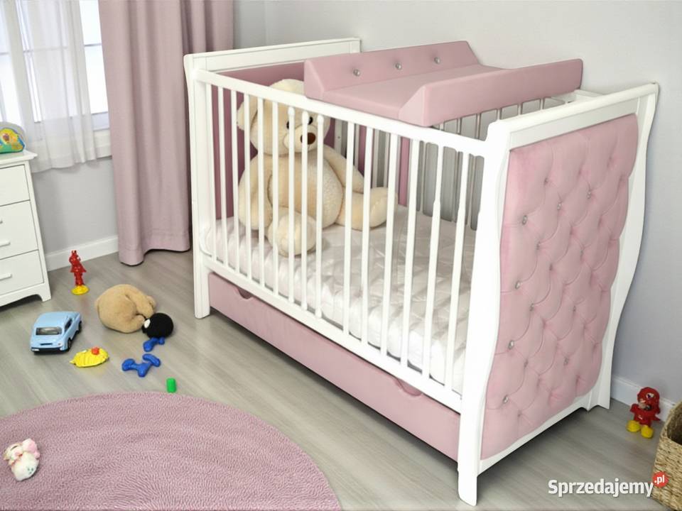 Łóżeczko dziecięce RÓŻOWE tapicerowane 120 x 60 Szczecin