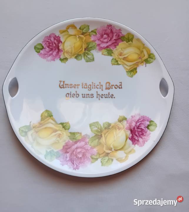 Porcelanowa patera z inskrypcją z modlitwy wielkopolskie Koźminek sprzedam