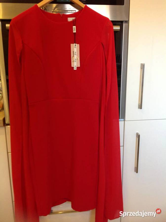 Sukienka Czerwona Koktajlowa Damska WAL G r S