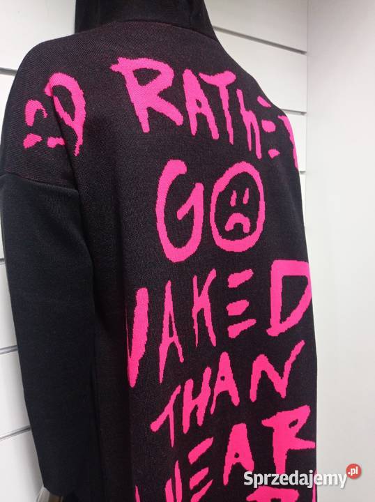 Kardigan z kapturem napisy rozmiar uniwersalny Konin