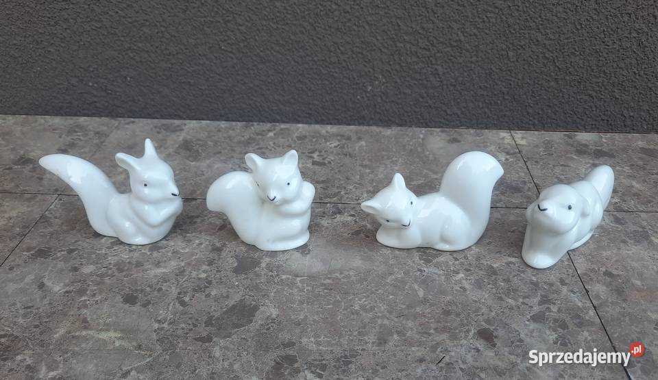 Wiewiórki małe figurki porcelana zestaw 4 Dom i Ogród Tczew