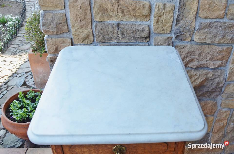 Stolik stylowy ludwik marmur brązowy dębowy 42cm Stoliki kawowe i ławy Stoliki kawowe i ławy Kalisz