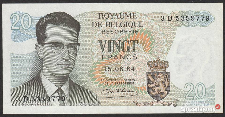BELGIA 20 FRANKÓW 1964 STAN BANKOWY UNC Numizmatyka łódzkie Łódź
