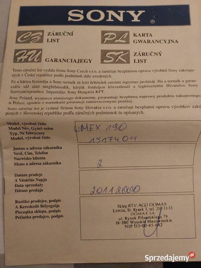 Walkman Sony WMEX190 retro vintage podlaskie Łomża