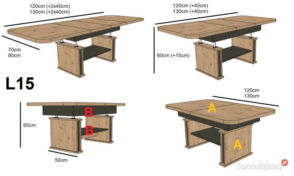 Ławostół L15 RAMA podnoszony rozkładany do 200 Radomsko