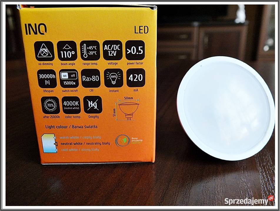 Żarówka LED MR16 5W35W 230V 400lm Neutralna biały lubuskie Żary