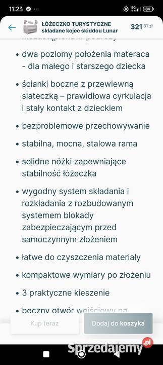 Łóżeczko turystyczne Pozostałe Chojnice