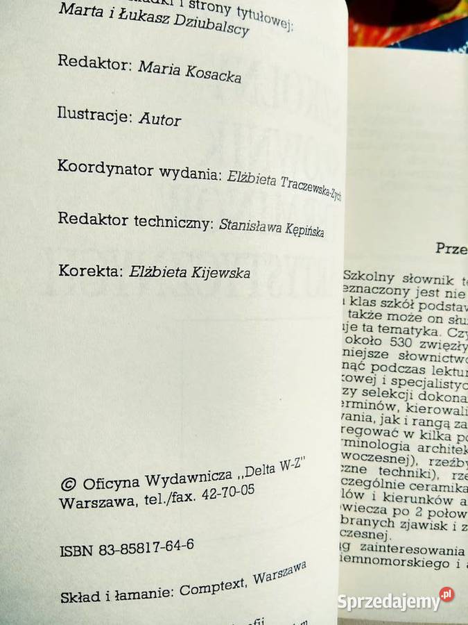 Szkolny słownik terminów artystycznych Warszawa sprzedam