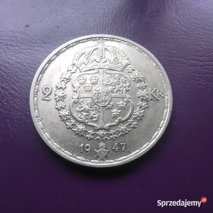 Moneta 2 KORONY 1947 TS SZWECJA Srebro Rzadka sprzedam