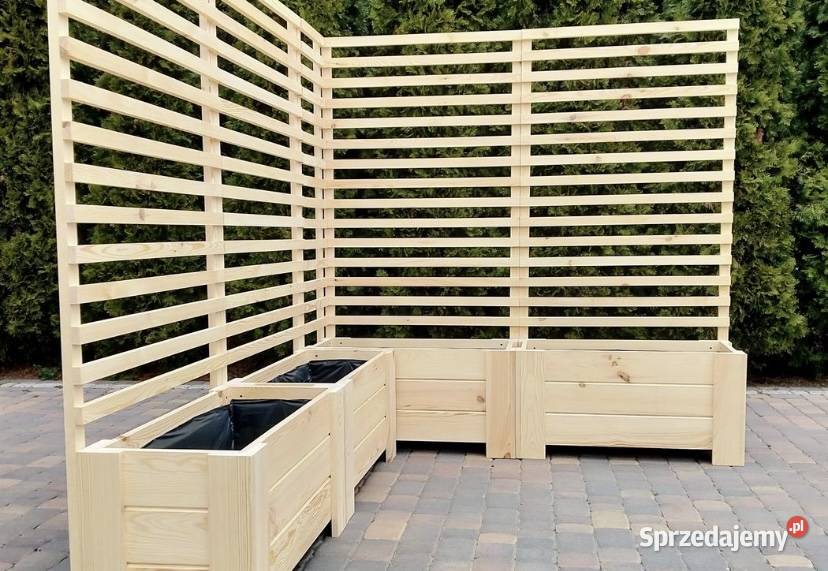 Donica Narożna drewniana na balkonowa pergola Warszawa