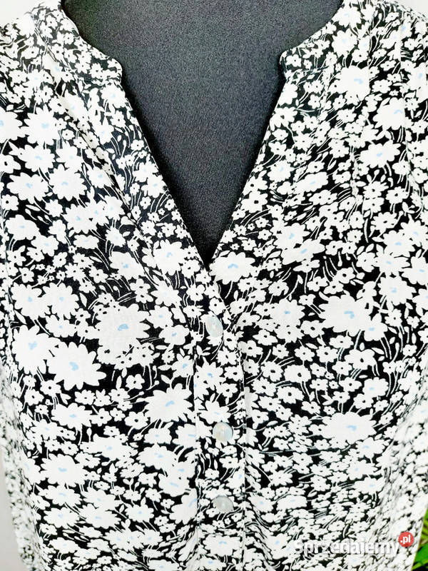 Bluzka damska koszulowa w kwiaty długi rękaw Rozmiar 46 Złoczew