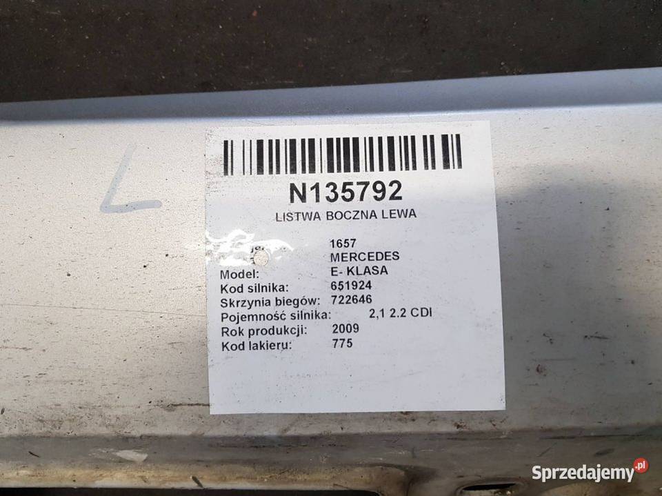 LISTWA BOCZNA LEWA PROGOWA MERCEDES E KLASA W212 osobowe Lipno sprzedam