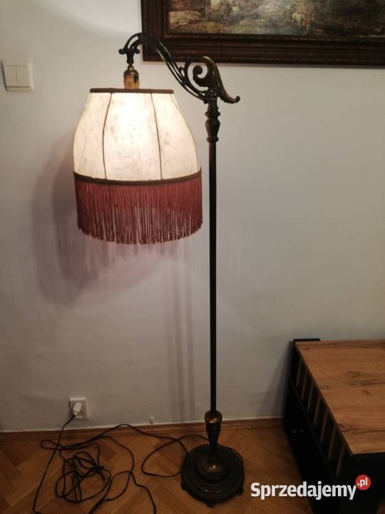 Lampa stojąca z abażurem przedwojenny Antyk Antyki Warszawa