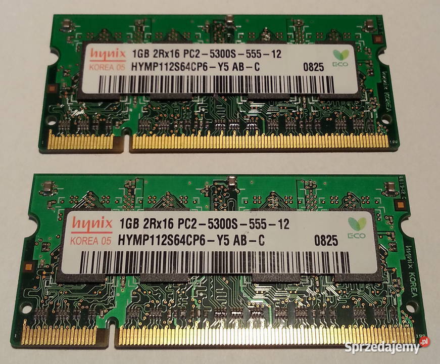 Pamięci RAM laptop Hynix DDR2 2GB 2x1GB 667MHz Gniezno