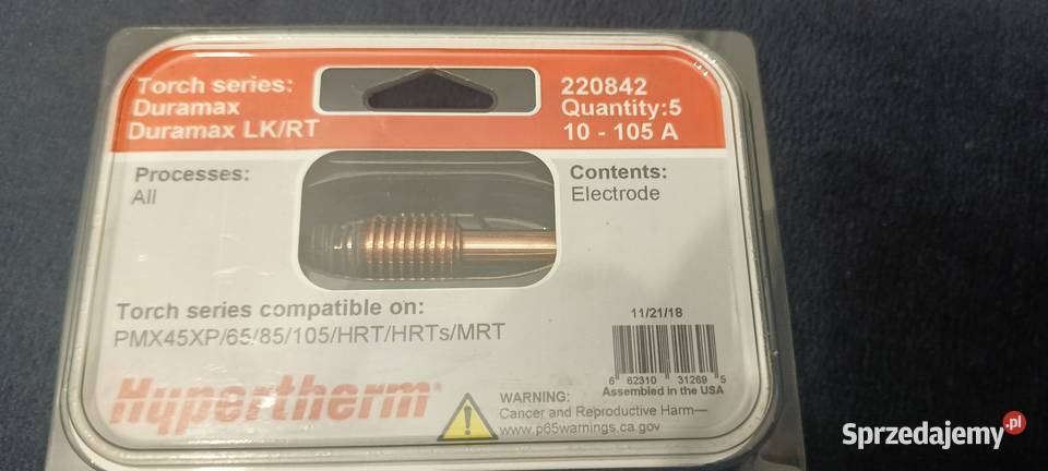 Elektroda plazmy 45A105A Hypertherm 220842 oryg Skwierzyna