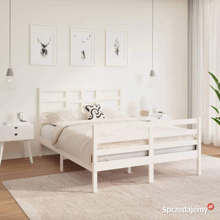 Rama łóżka biała lite drewno podwójna 120x190 Warszawa