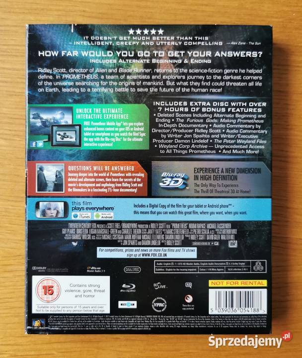 Prometheus Prometeusz 3x Bluray En 2012 3 Disc Parzęczew
