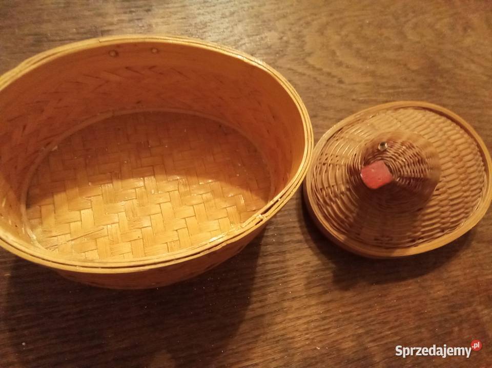 Stary wiklinowy pojemnik z kaczką Vintage Warszawa