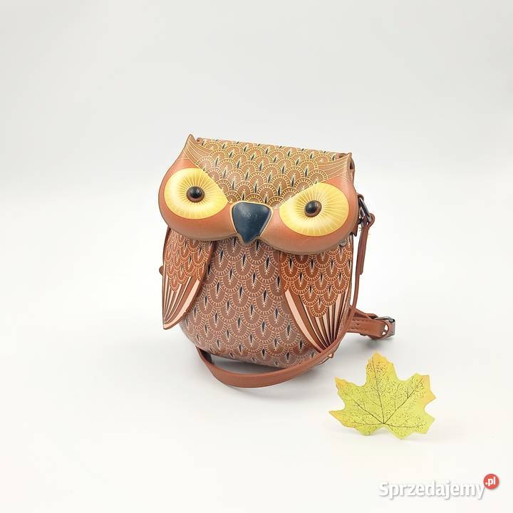 Torebka damska skórzana na ramie brązowa sowa 15cm Zawiercie