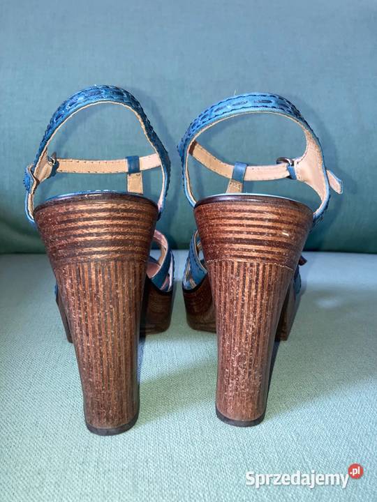 Skórzane luksusowe niebieskie buty sandały Kurt inna podkarpackie Nisko