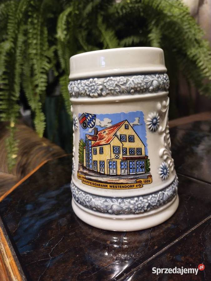 Bogato tłoczony kufel do piwa z Bawarii Porcelana i szkło Katowice