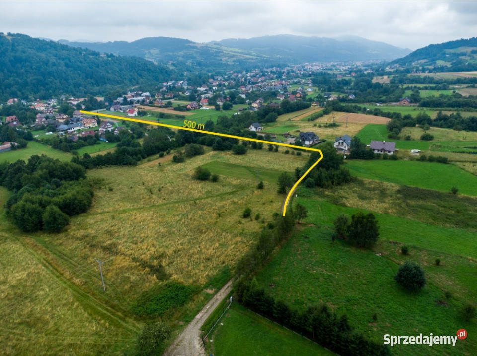 Sprzedam działkę budowlaną 1004m2 w górach Gm utwardzona Kamienica
