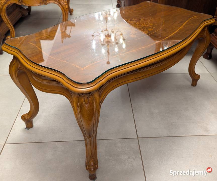Piękny stolik ludwikowski orzech intarsje sklep Meble Dąbrowa Górnicza