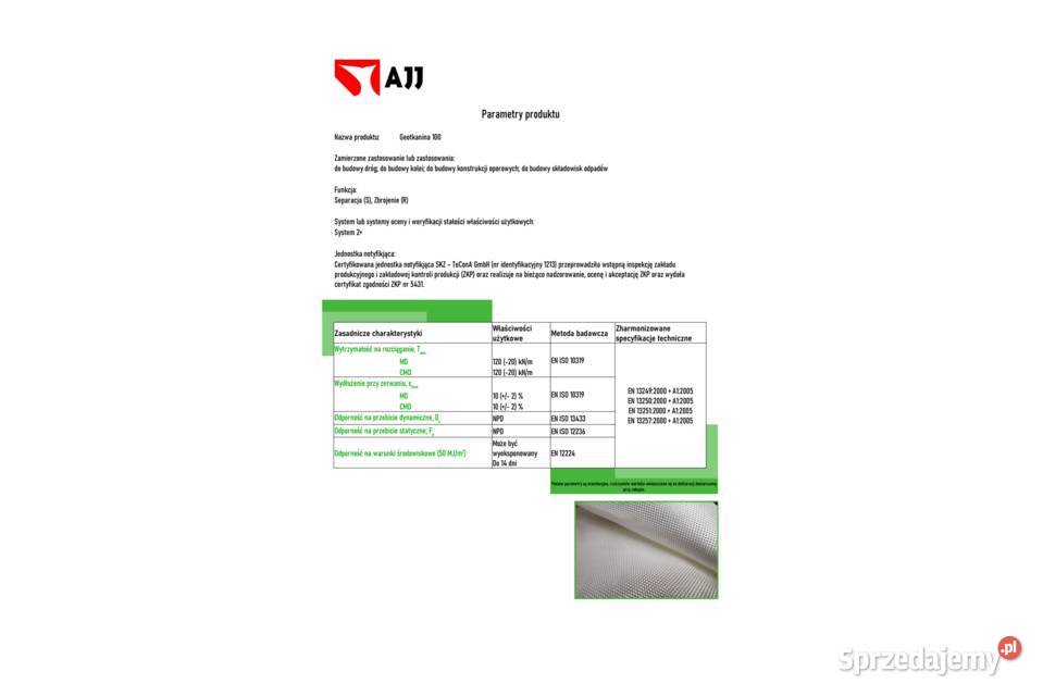 Geotkanina mocniejsza niż geowłóknina 100kN 54m Materiały budowlane