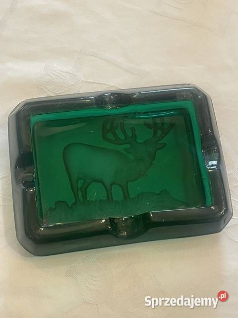 Popielniczka myśliwska zielone szkło Kraków