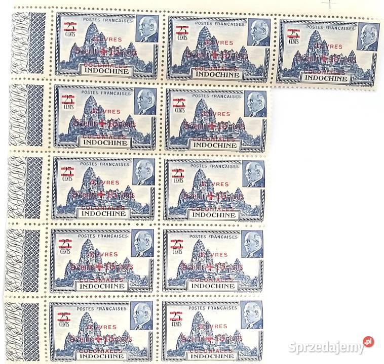 Znaczek kolonialny Indochiny Francuskie Angkor Filatelistyka Bronisze