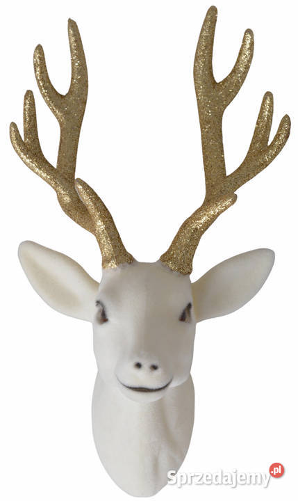 Welurowa głowa renifera biała duża Skierniewice