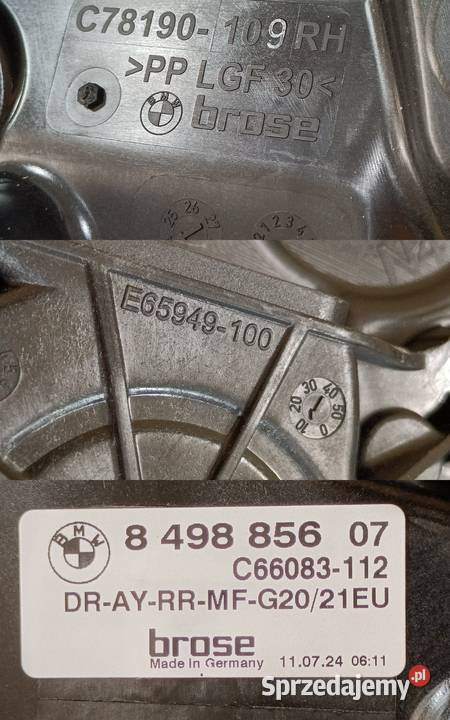 BMW 3 G20 G21 WSPORNIK MECHANIZM SZYBY DRZWI Części montażowe Części samochodowe wielkopolskie