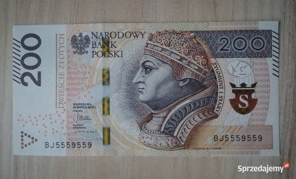 Banknot ZŁOTY NUMER 8886886 9993993 5559559 sprzedam