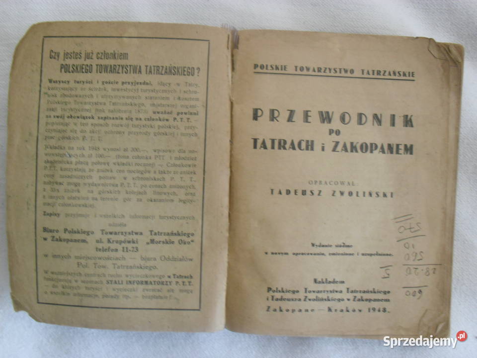 Przewodnik tatrach i zakopanem 1948r Tadeusz