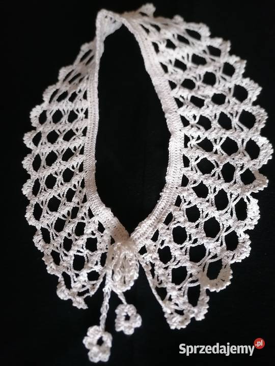 Kołnierzyk biały szydełkowy z niciRękodzieło Łódź