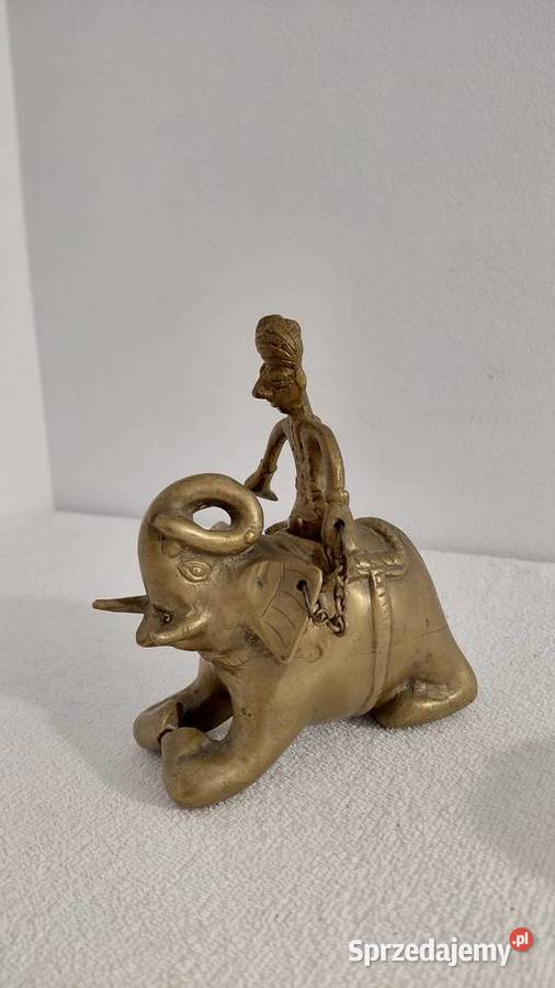 Indyjska Figurka Jeździec na Słoniu Kornak Krzykawa