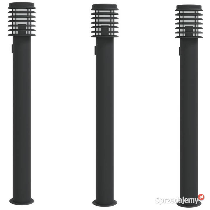 Lampy ogrodowe na słupku z gniazdkiem 3 czarne