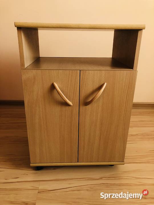 Szafka pod telewizor brązowa drewno półka regał