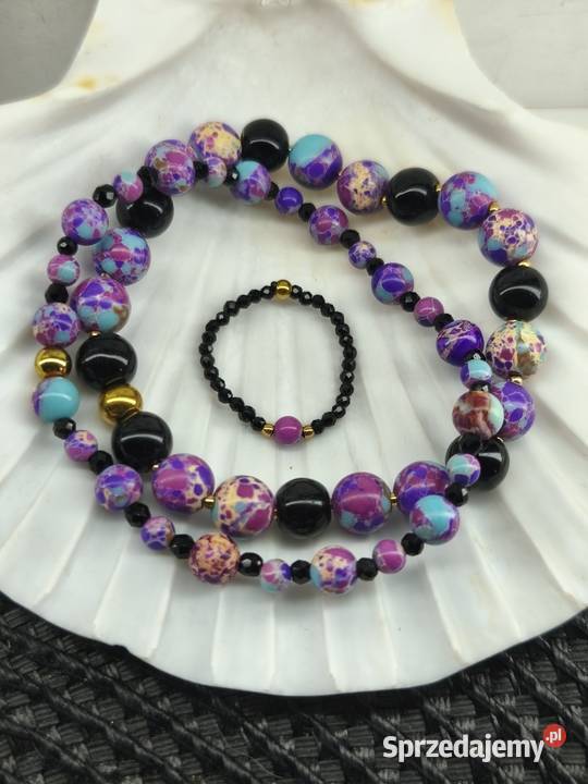 Zestaw biżuterii jaspis cesarski hematyt