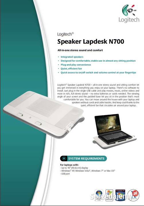 Podstawka chłodząca Logitech z głośnikami USB sprzedam
