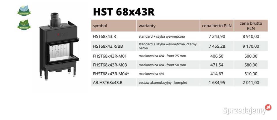 HITZE HST 6843R Wkład kominkowy Klasa A Wkłady kominowe