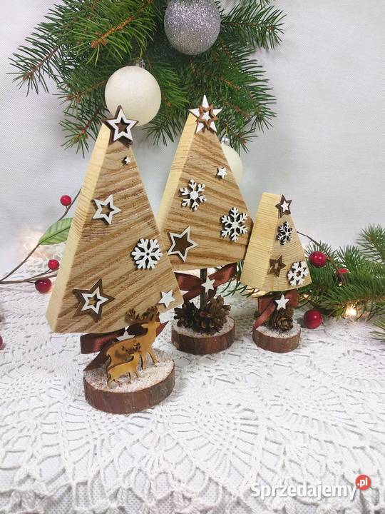 Choinki dekoracyjne w naturalnym kolorze drewna Wrocław
